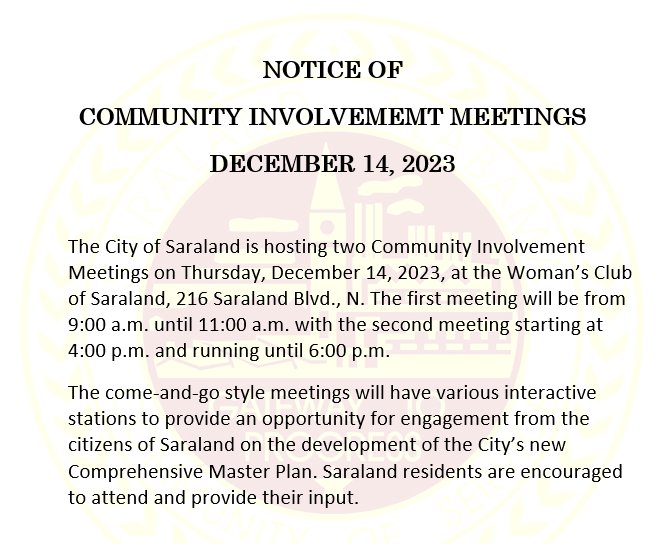 Community Involvement Meeting Dec. 14, 2023