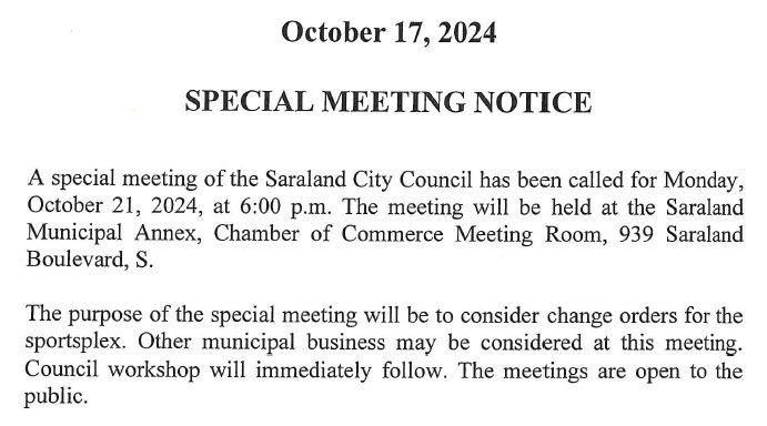 Special Meeting Notice 101724